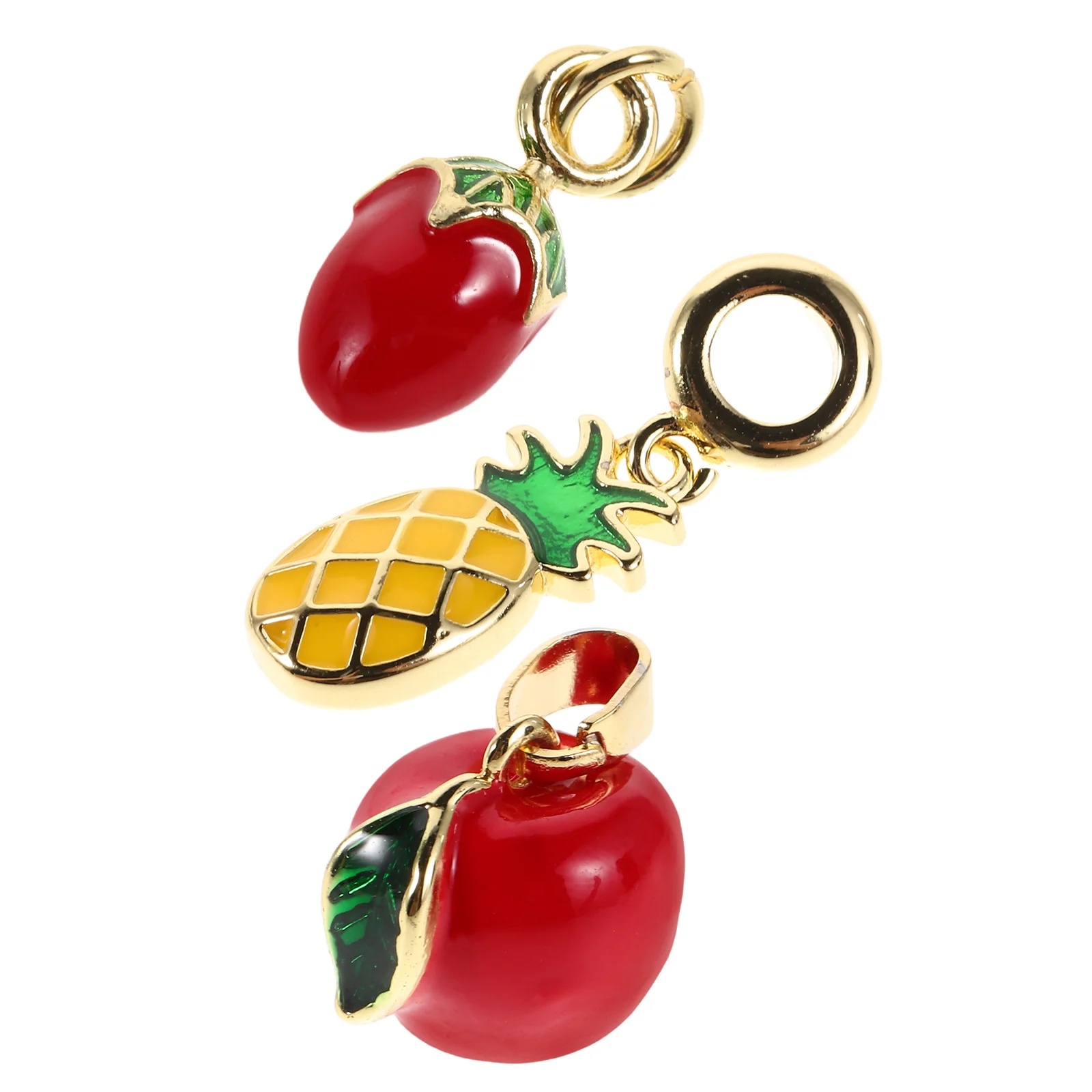 

3Pcs Alloy Fruit Necklace Pendants Vivid Dripping Oil Design DIY Charms Apple Pineapple Making Keychain