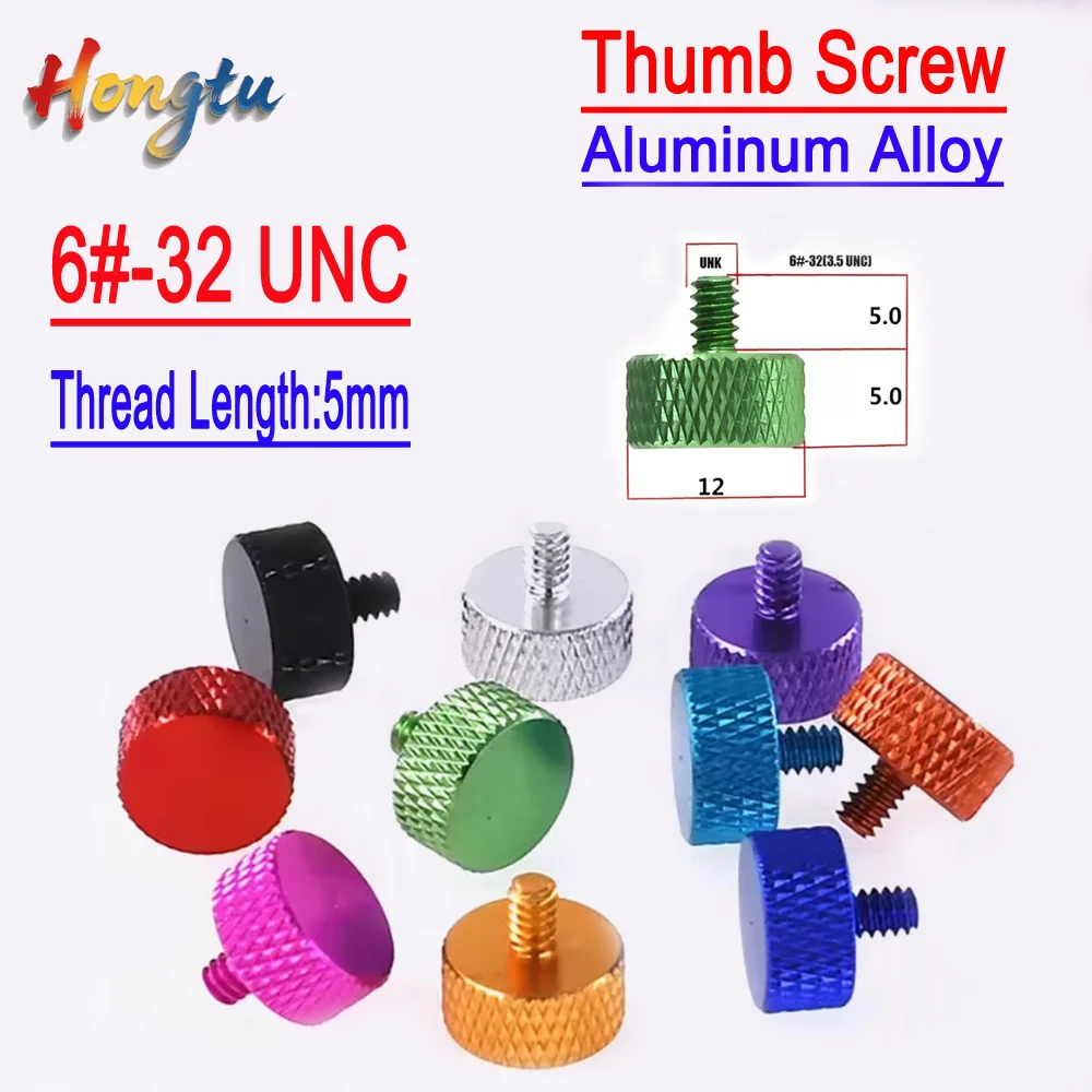 

Hongtu UNC 6#-32*5MM Colorful Thumb Screws - Aluminium Flat Knurled Design, Ideal for PC Computer Case Fastening