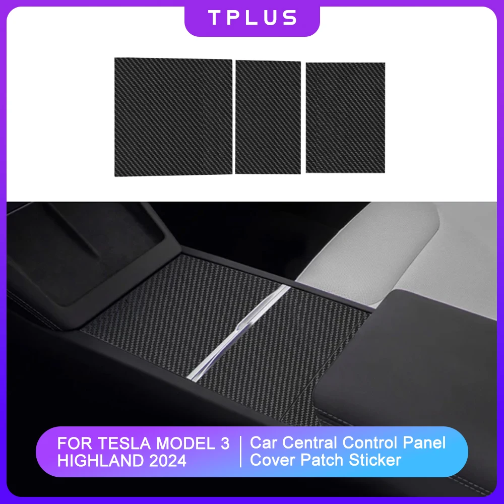 

Real Carbon Fiber Center Console Protector Cover For Tesla Model 3 Highland 2024 Central Control Panel Sticker Accessories