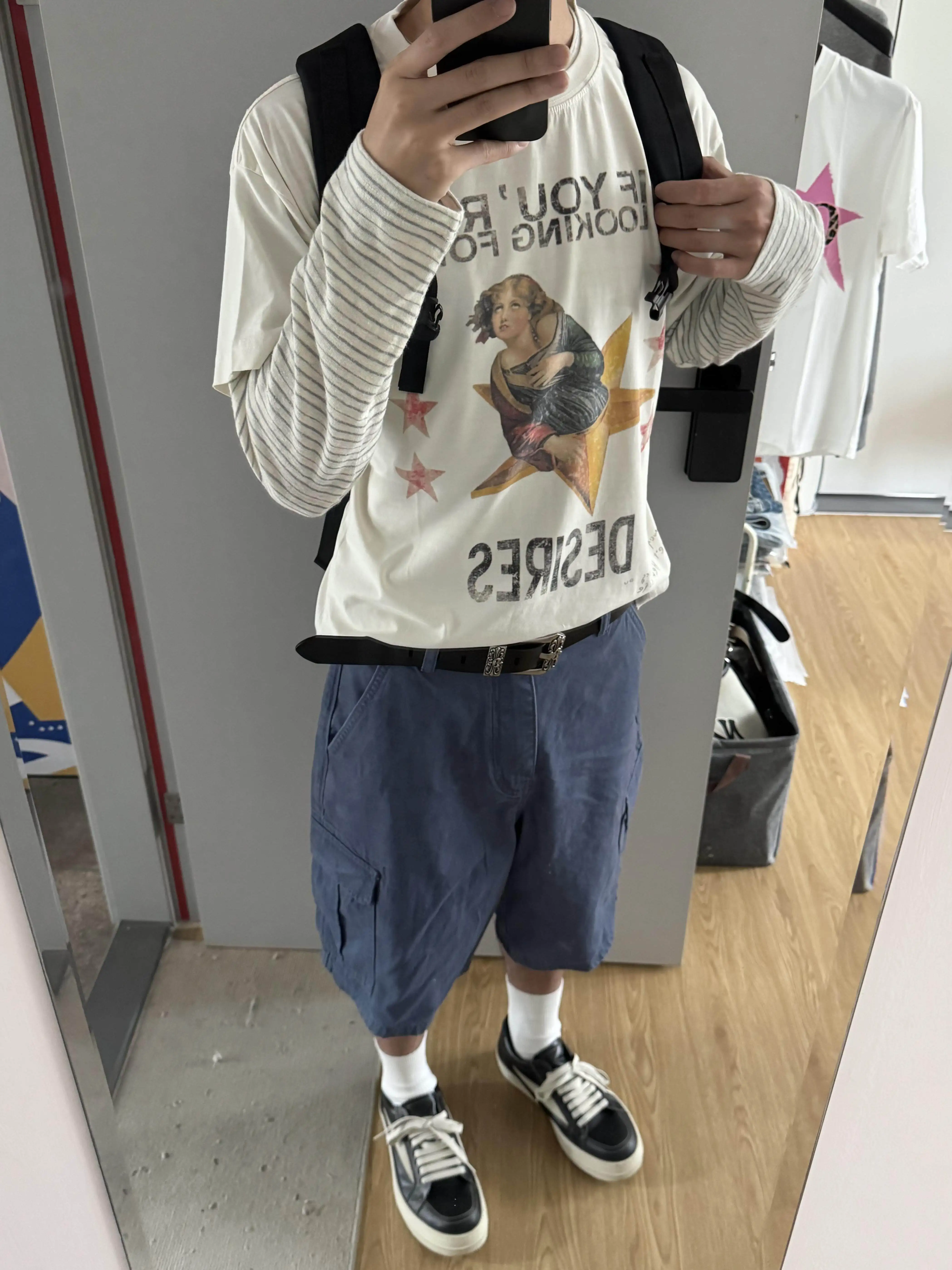 Cleanfit American High Street Vintage Workwear Short Pants Five-Point Casual Loose Men's Jeans Blue Versatile Summer Trousers