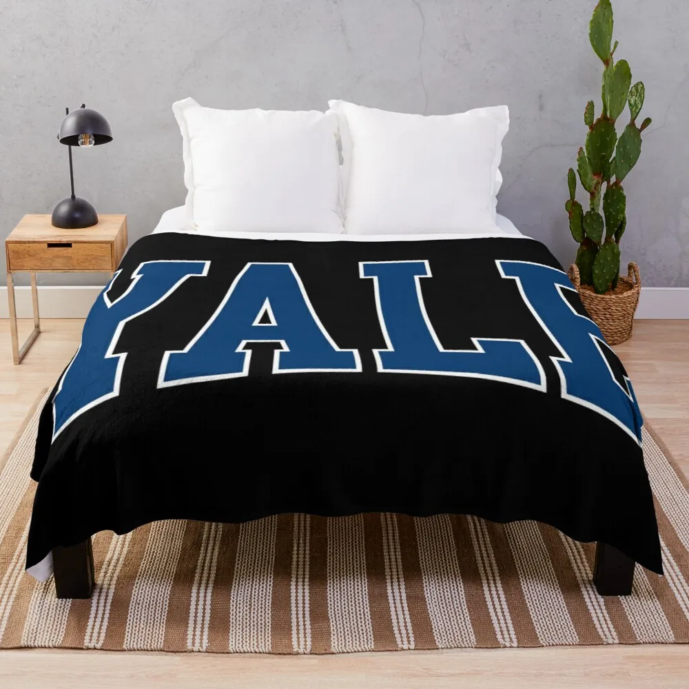 yale - college font curved Throw Blanket cotton knit blanket Nap blanket synthetic skin blanket semi-toral blanket