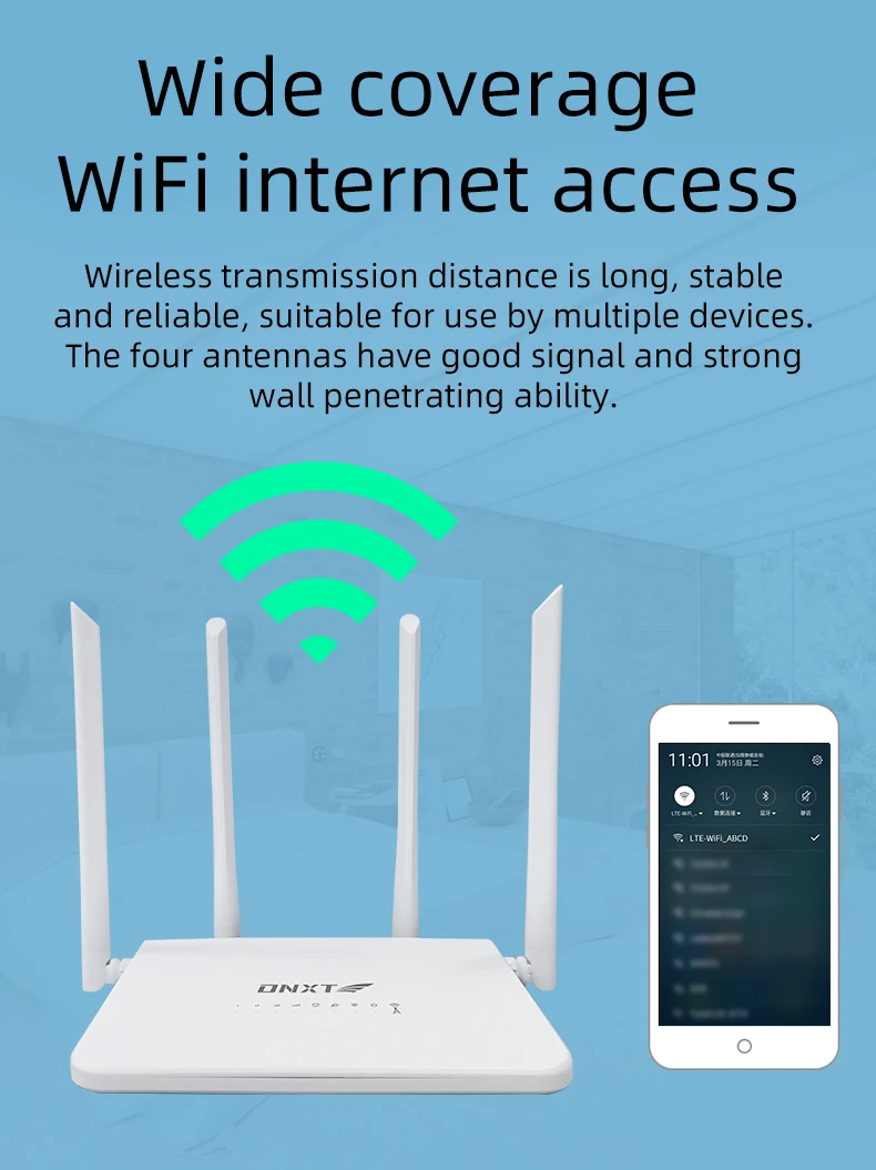 DNXT Wifi Router 300Mbps 4G Wifi Router 4 Antenna CPE Unlock Modem Portable FDD TDD LTE Network Hotspot WAN/LAN Port