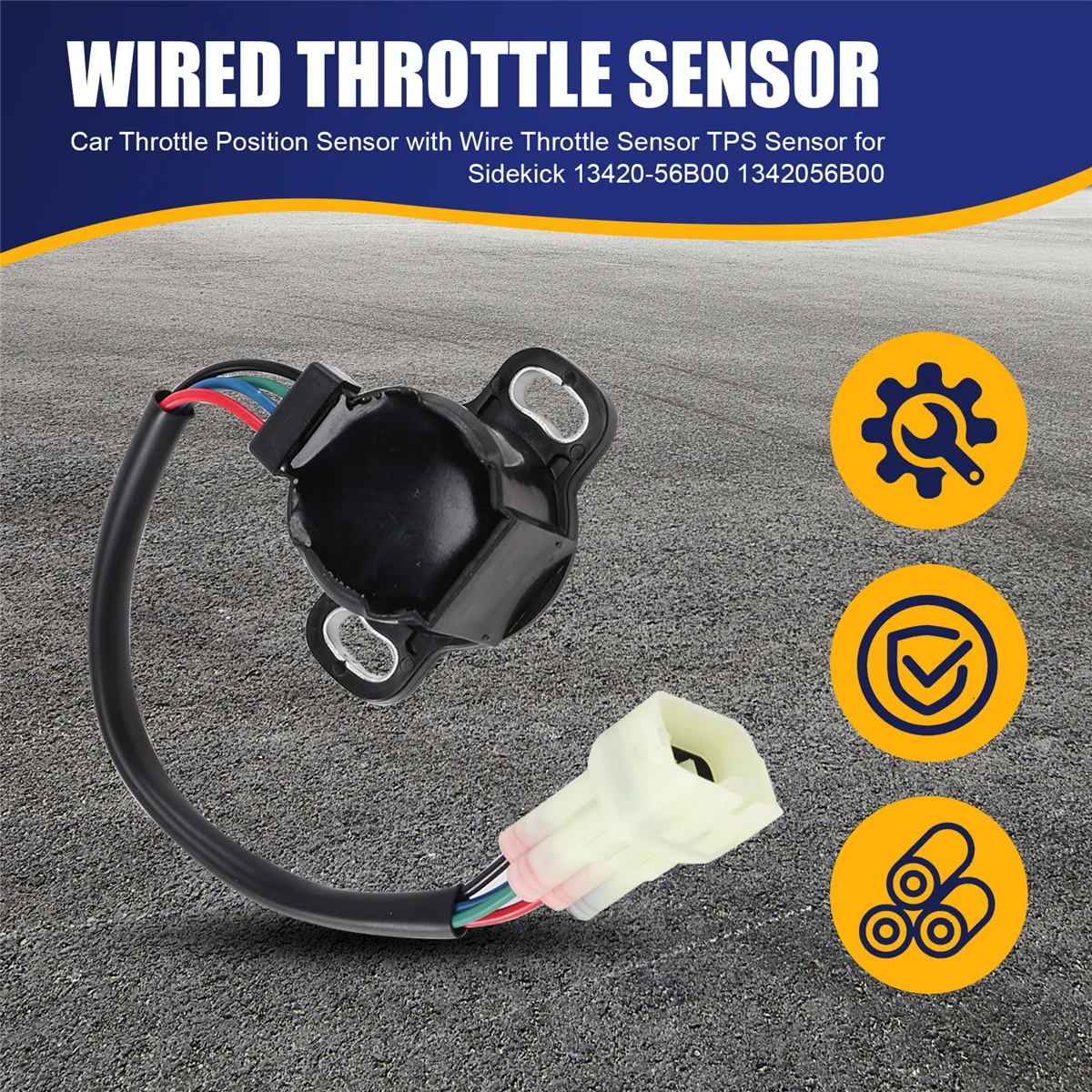

A22P_Car Throttle Position Sensor with Wire Throttle Sensor TPS Sensor for Suzuki Sidekick 13420-56B00 1342056B00