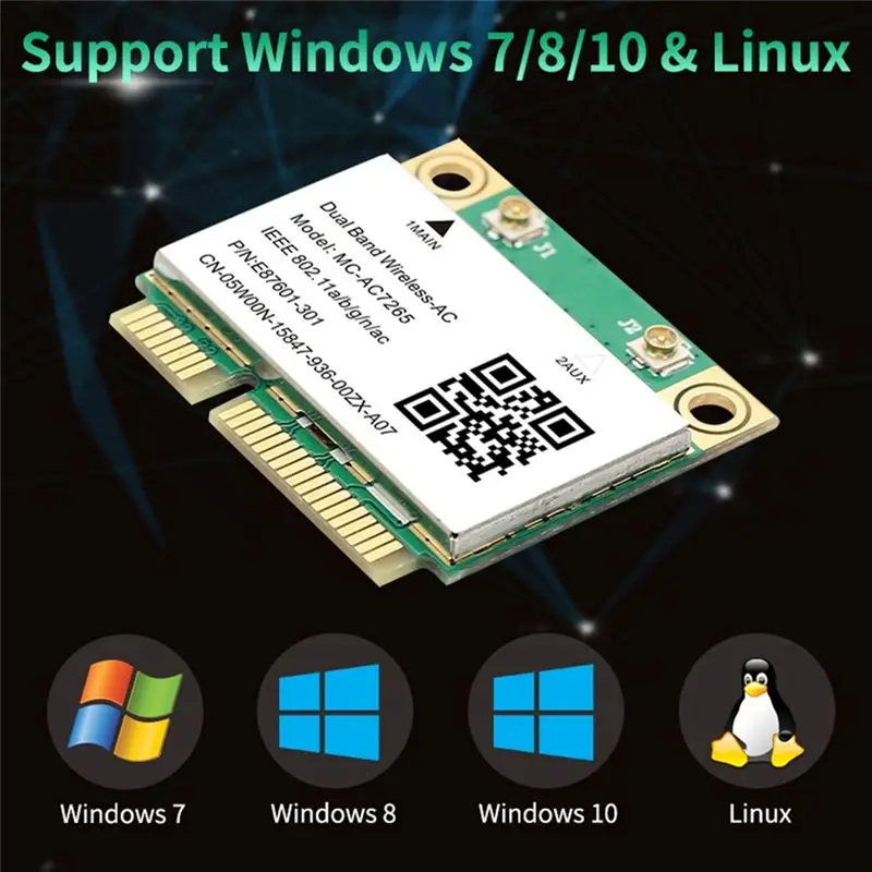 A01E-Mini Pcie Wifi Card PCI-E Wifi Card Bluetooth 4.2 802.11Ac Dual Band 2.4G 5Ghz Adapter For Laptop
