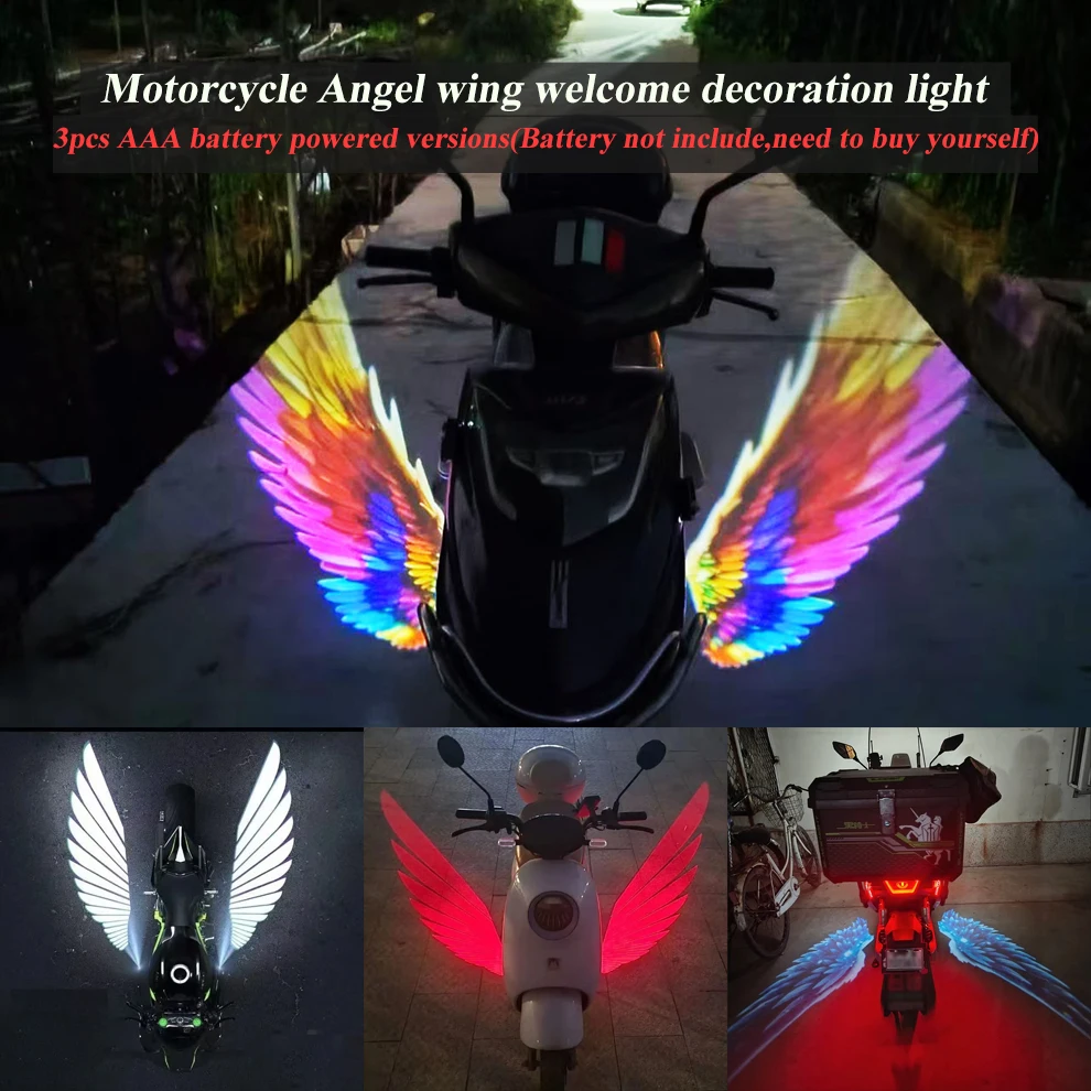 

Прожектор для мотоцикла с проекцией «Ангельские крылья», светодиодный проекционный светильник для электромобилей, декоративная подсветка для уличного транспорта.