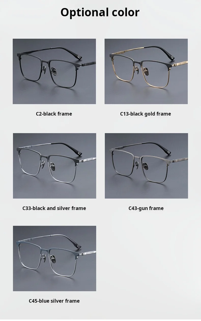 YIMARUILI Herren-Business-Titan-Brille, ultraleicht, Retro-Stil, quadratisch, große Größe, optisches Brillengestell 70809 – Detail 9