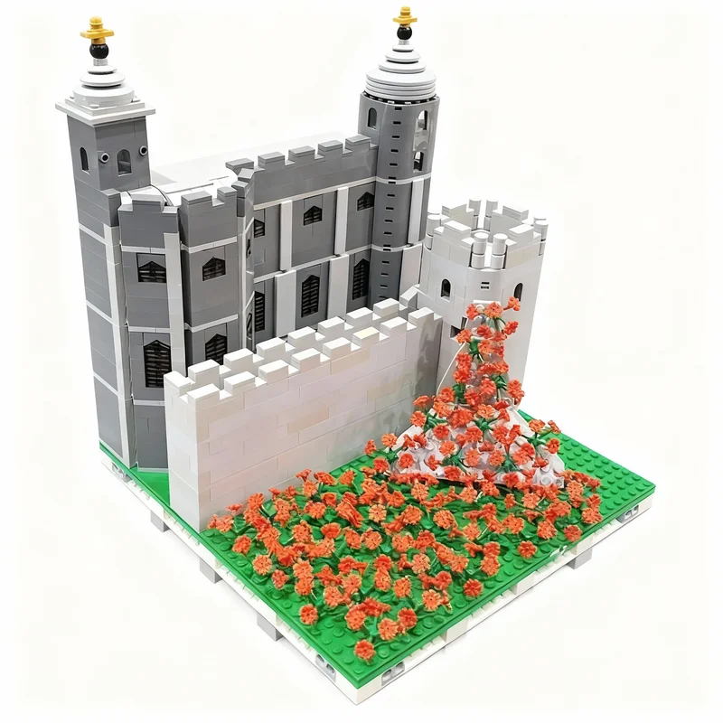 

1714PCS MOC Medieval Castle Tower Poppies Model Technology DIY Creative Assembly Building Blocks Display Birthday Gift Home Set