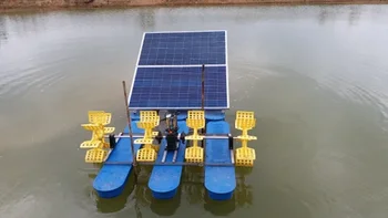 2026 DC 48V Aquaculture Digital Machine 4 Impellers Paddle Wheel Solar Powered Aerator for Big Fish Shrimp Pond Farm Aeration