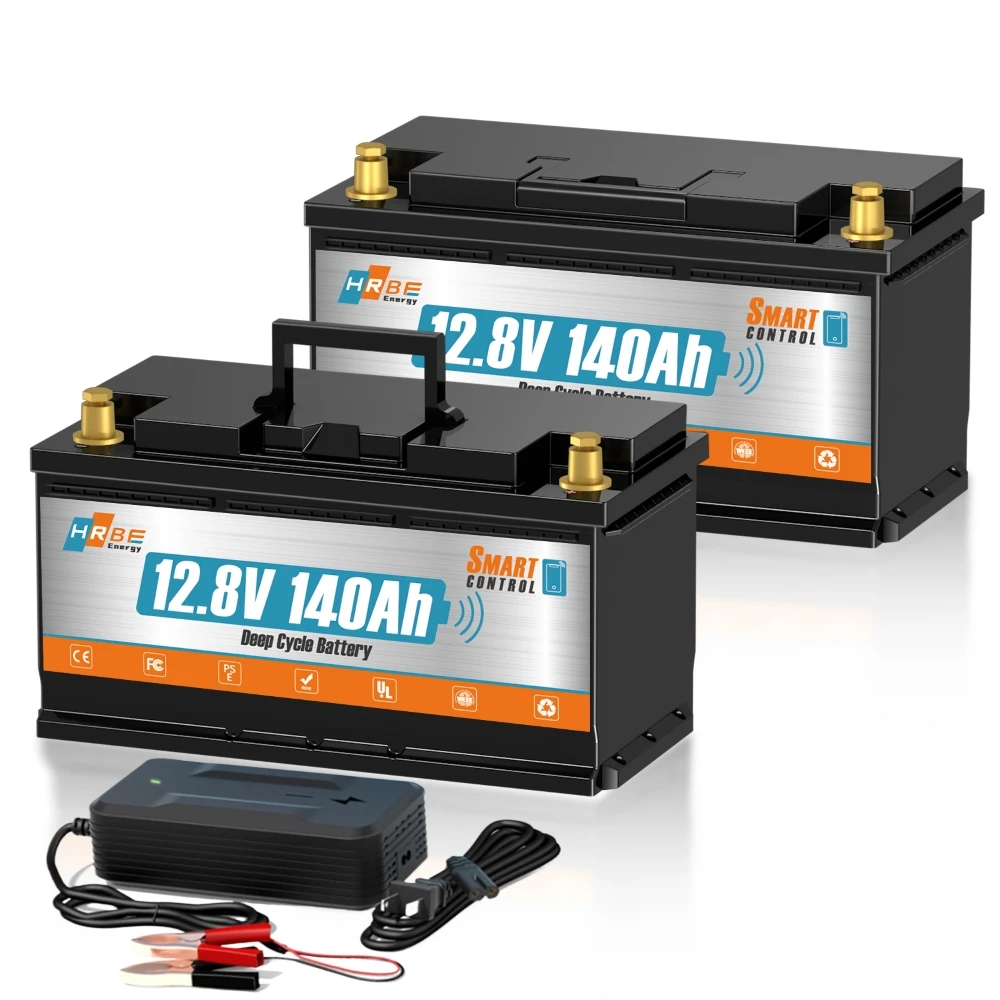 

2 Pack 12V 140Ah Upgrade LiFePO4 Battery 1792wh Lithium Battery,With 100A BMS 6000+ Deep Cycle Marine Battery for Boat,Kayak