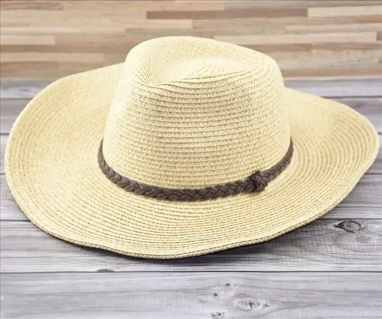 New XL Big Size 62cm Panama Jazz Straw Hat for Women Men Dig Out Summer Beach Sun Hat Windproof Folding Rope UV Protection Hat