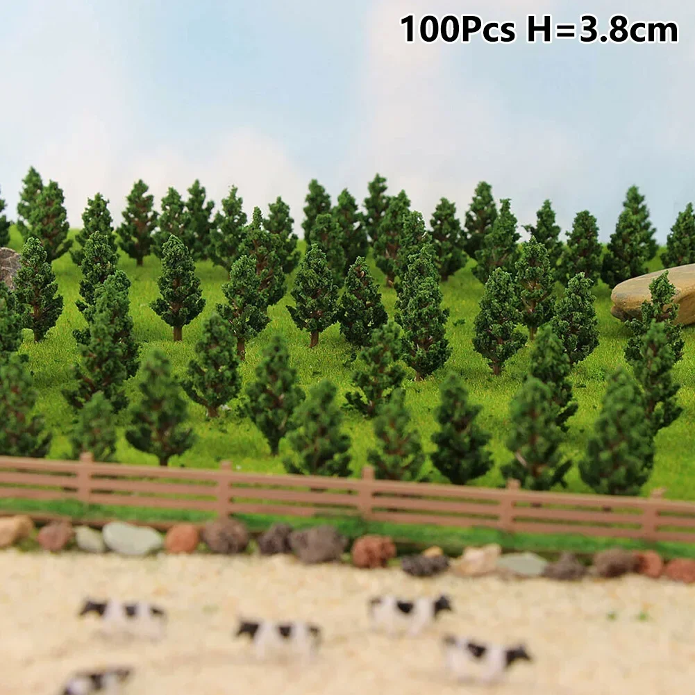 100pcs 3.8cm Mini Model Trees Micro= Landscape Decorations Train Railroad Diorama Wargame Scenery GardenTree Decorations
