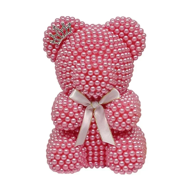 Pearl Bear With Bowknot Ribbon Plastic Ipearl Fashion Gift For Christmas New Year Birthday Valentine's Day Festival Popular Gift