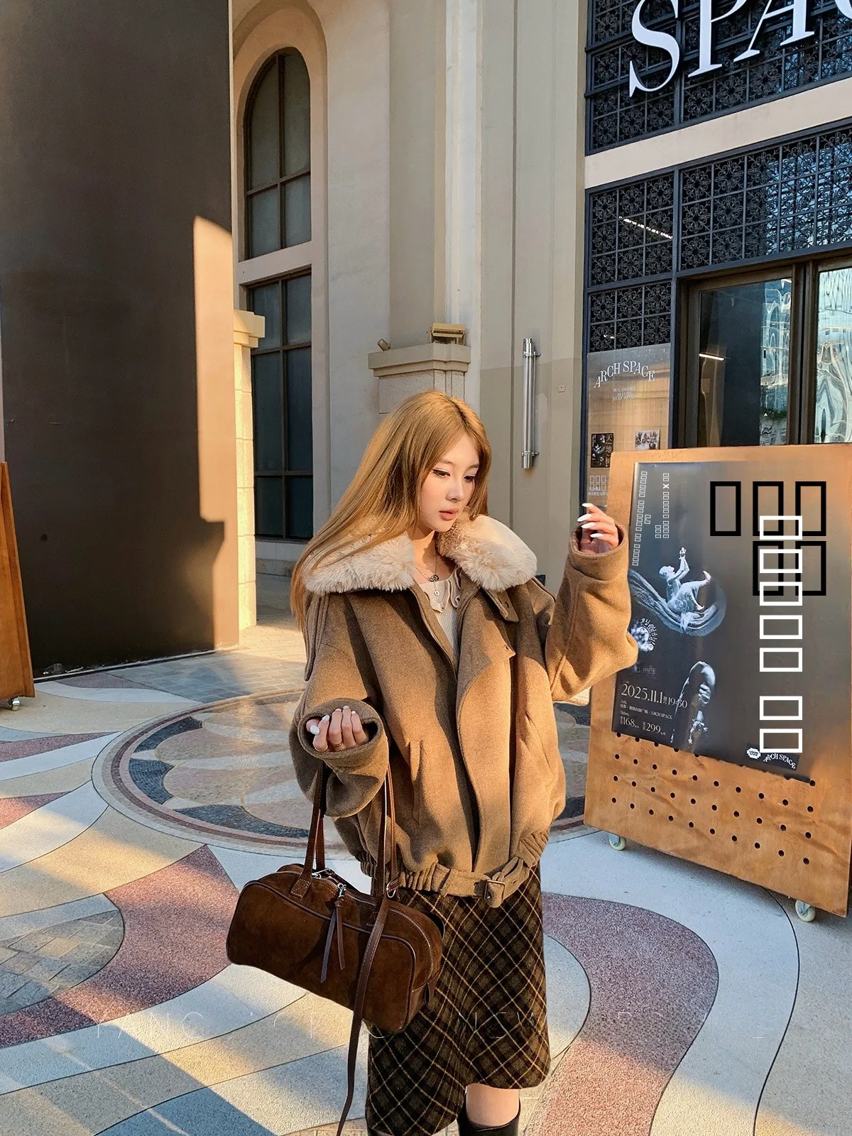 

Fce Collar Thiened ort Coat Korean Sle Commute Pure Color Chinese Brand Yang Pao Pao Winter 2025 Women's Outerwear