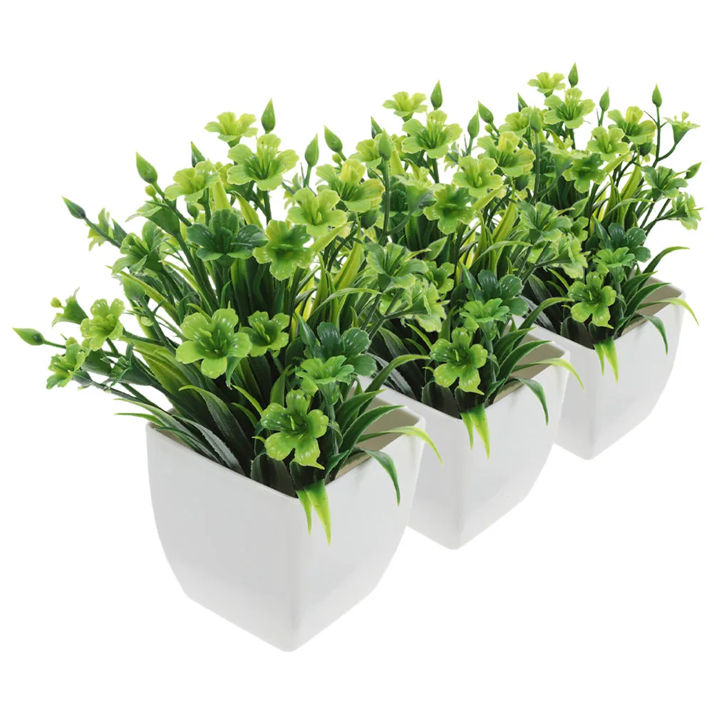 

3pcs Small Artificial In Pots Realistic Faux Greenery Farmhouse Home Decor Indoor Potted Plants For Office Kitchen Cabinet