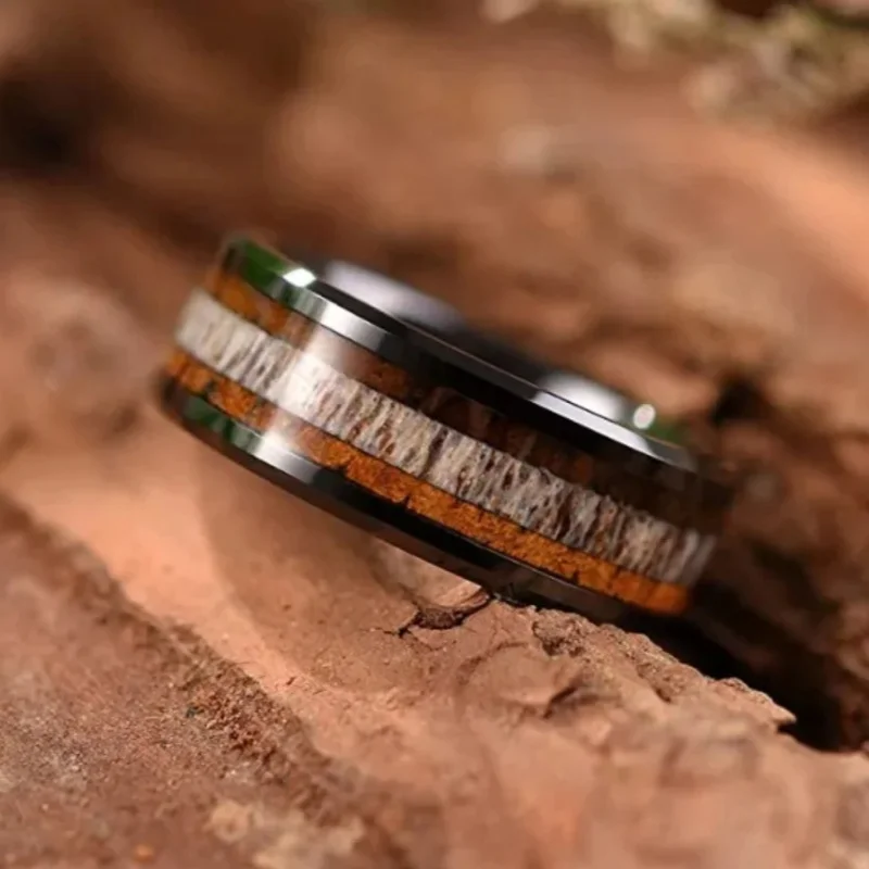 

Men's Engagement and Wedding Rings, Exquisite Jewelry Gifts Fashionable Hot Selling Wood Grain Men's Rings