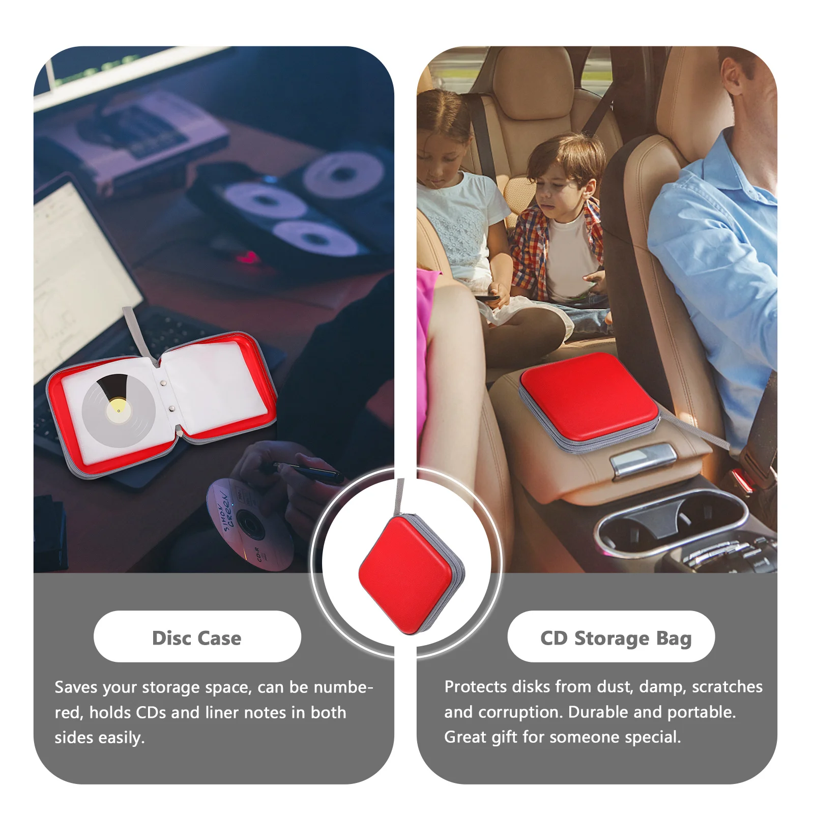 

Large Capacity Dvd Storage Bag Portable Zipper Case Disc Holder Space Saving Protector Organizer For Car Home Cd
