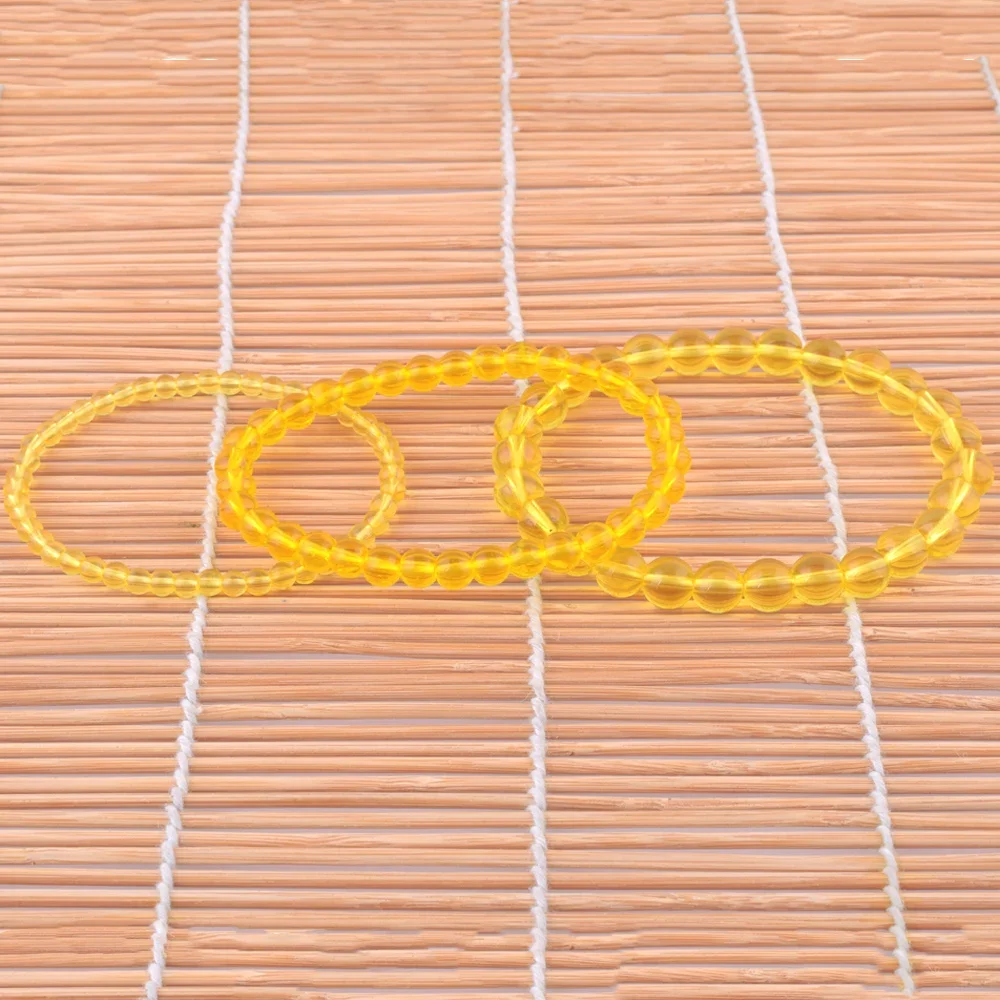 4mm 6mm 8mm Yellow Citrines Bracelet DIY Jewelry Elastic Adjustable Round Beads Glossy Men Women Fashion Jewelry