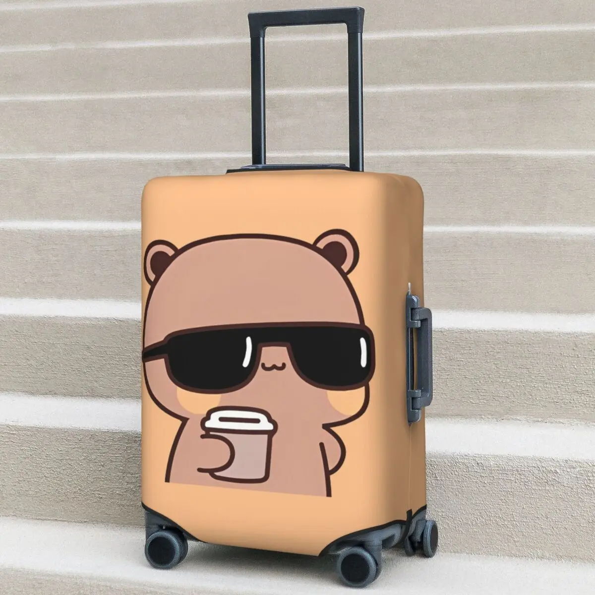 

Чехол для чемодана Peach And Goma Bubu Dudu с милым медведем, для путешествий и отпуска, практичный защитный чехол для багажа