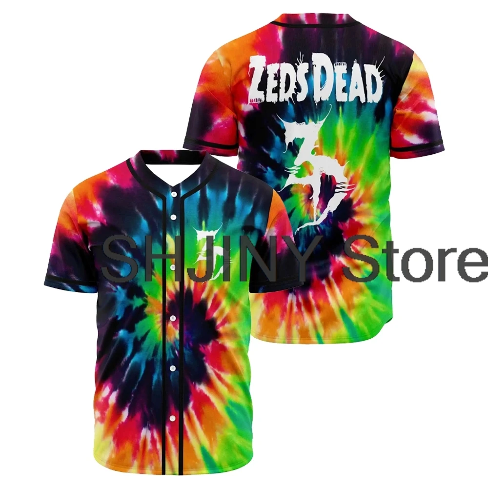 

Zeds Dead Baseball Jersey Tops Tie Dye Printed Short Sleeve Shirts Women Men Streetwear Tee Hip Hop Clothes