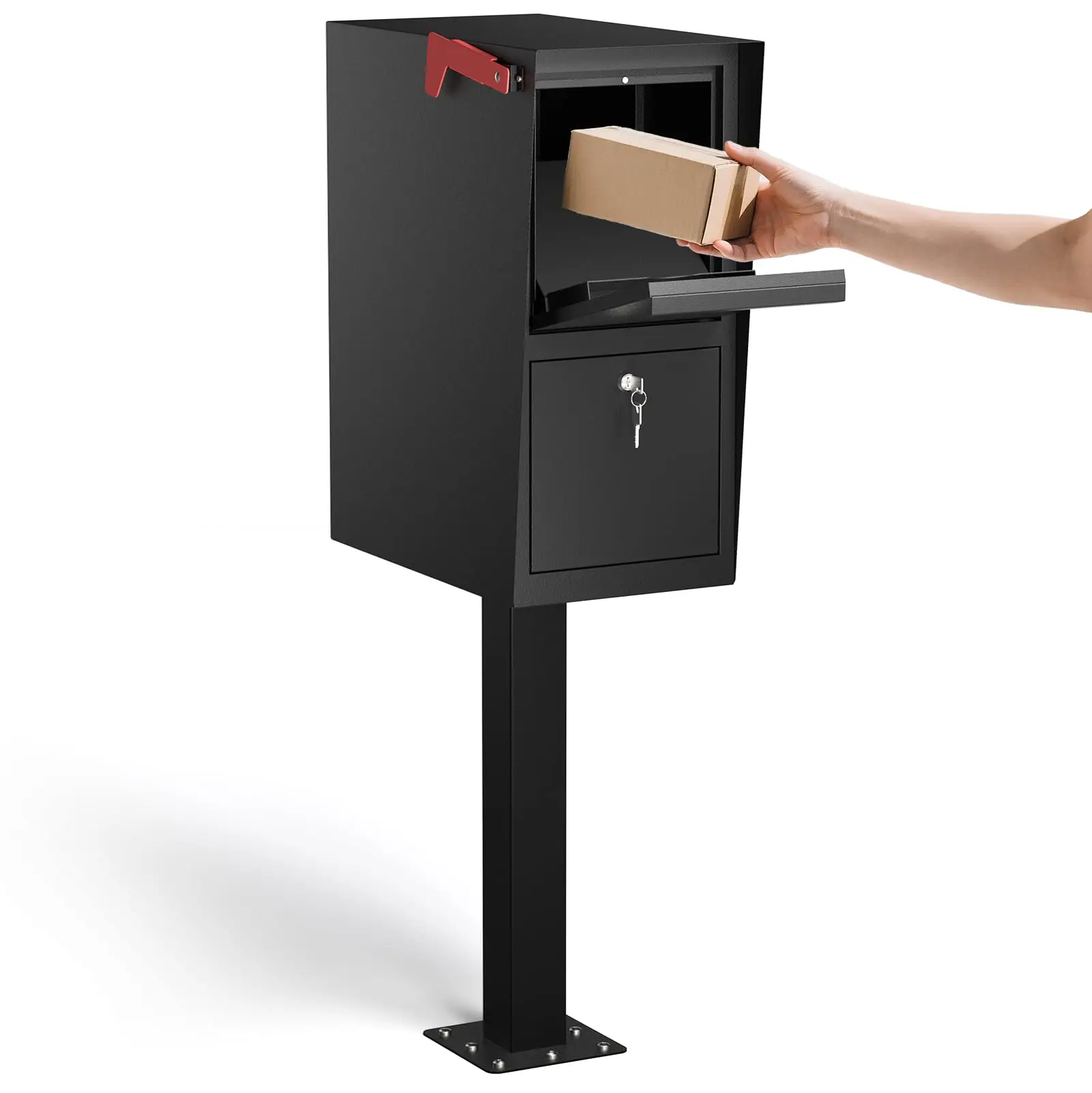 Large Modern Commercial Security Mailbox with Post for Outside