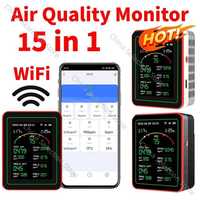 Tuya WiFi 15-in-1 Air Quality Monitor APP Control Portable Indoor AQI PM0.3 PM1.0 PM2.5 PM10 Tester Temperature Humidity Meter