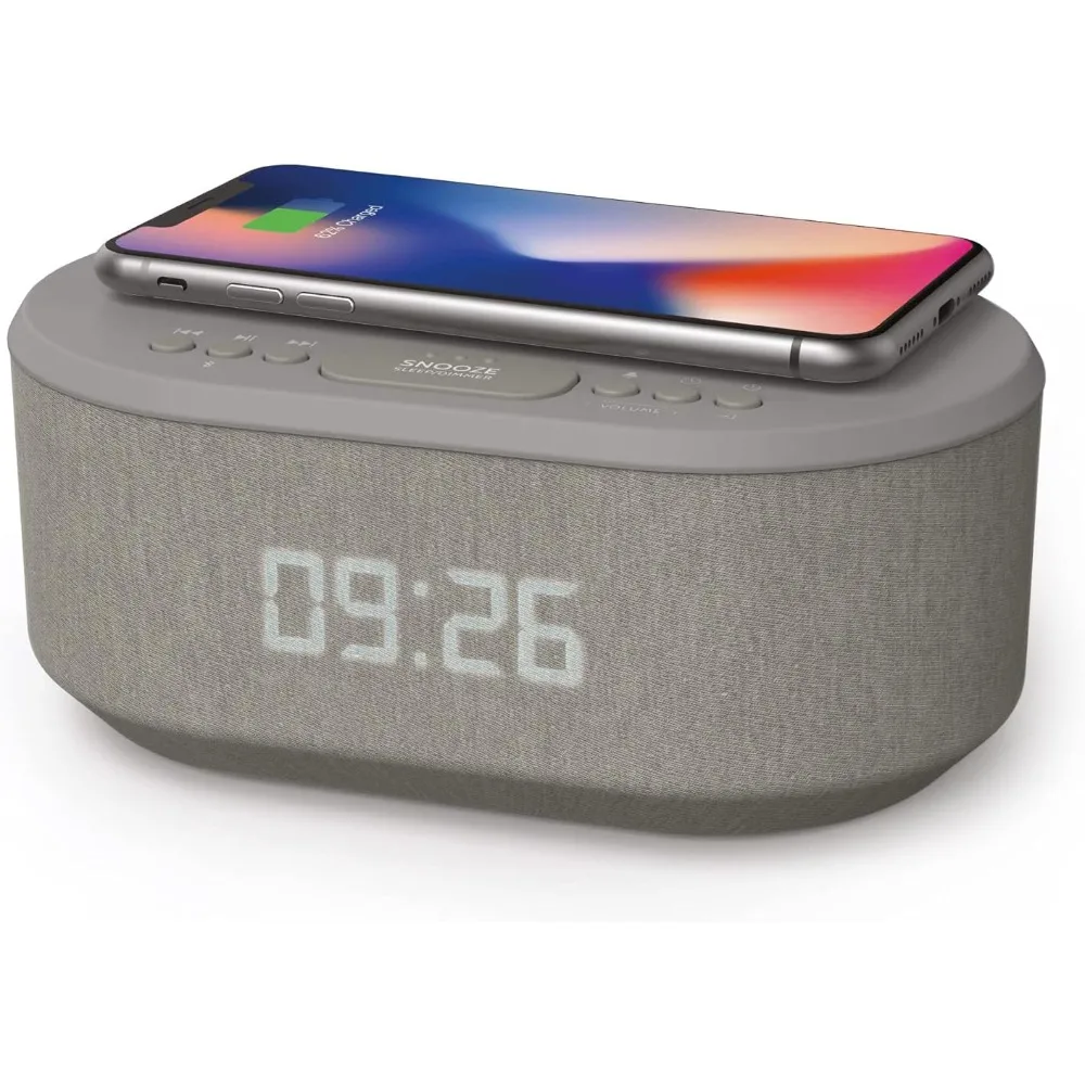 

Alarm Clocks for Bedrooms, FM Radio, Alarm Clock with Wireless Charging, Wireless Speakers with Bluetooth, Digital Alarm Clock