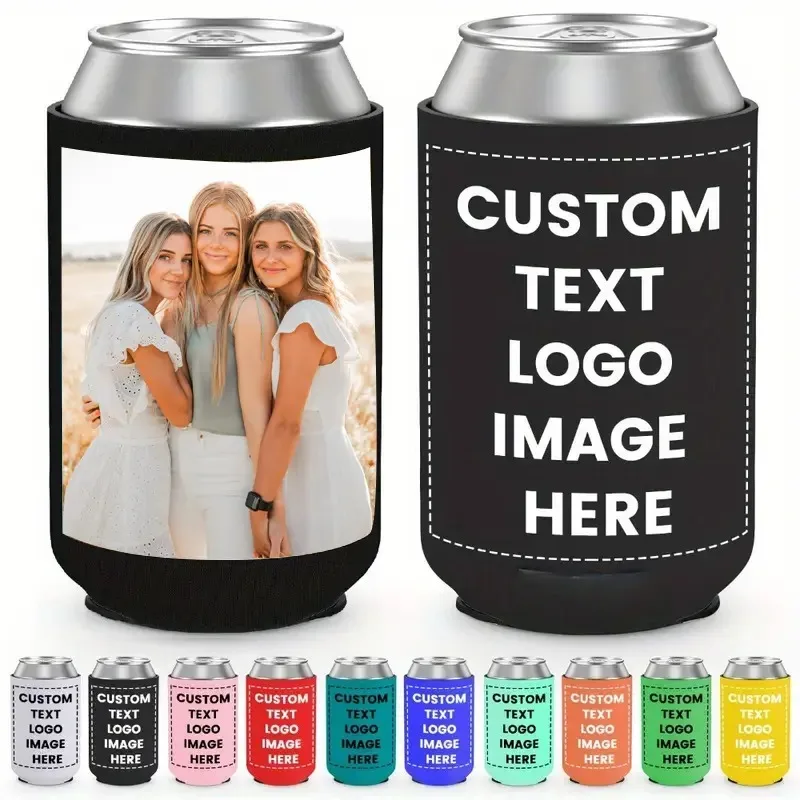 

Customized Can Coolers Sleeves, Soft Insulated Reusable Drink Holders for Water Bottles, DIY Collapsible Soda Covers For Party
