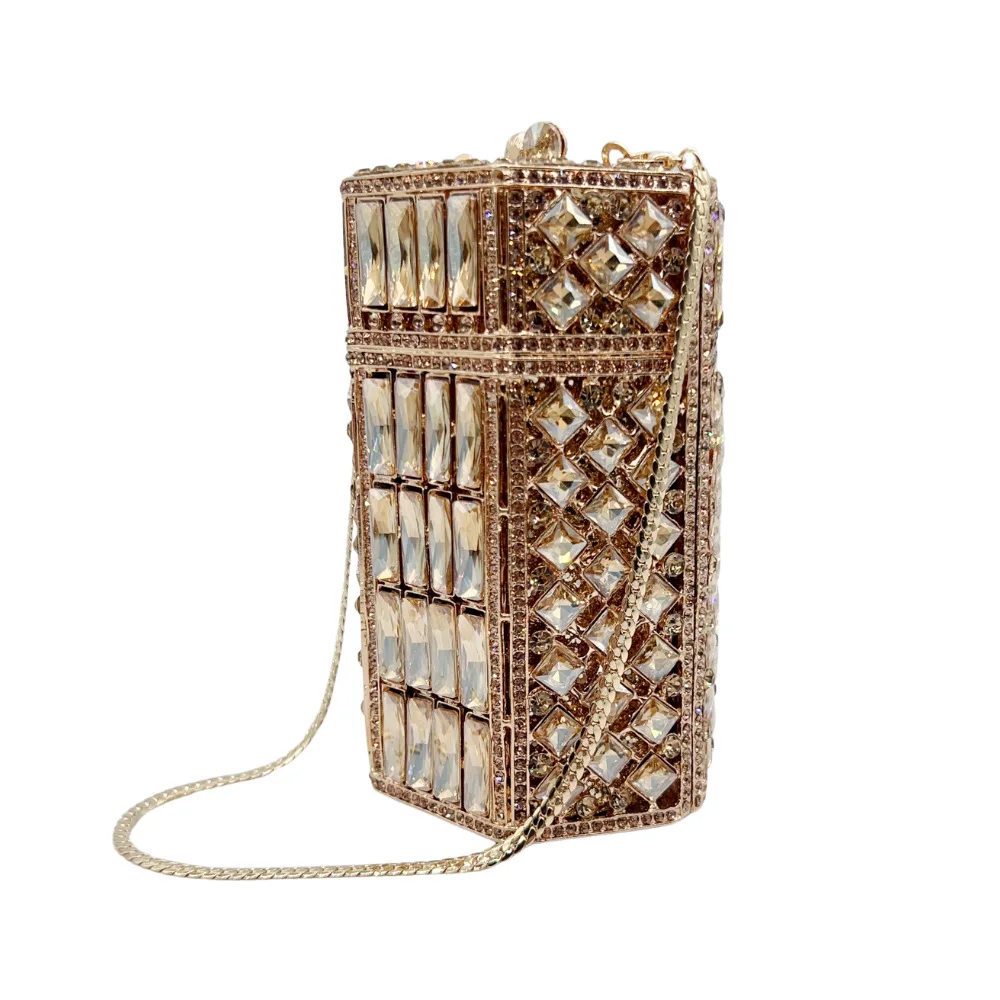 Stone Clutch New Hexagonal Cylinder Diamond Set Dinner Bag Banquet Diamond Clutch Women's Bag