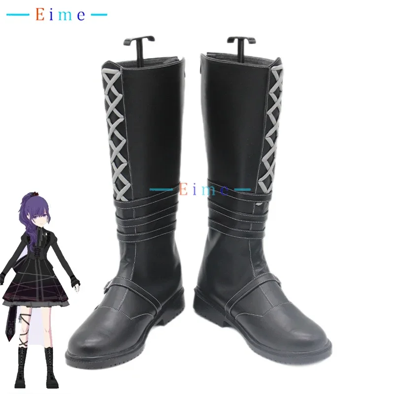PJSK Asahina Mafuyu Cosplay Shoes Black Boots Big Size Halloween Carnival PU Shoes Game Accessories Cosplay Props Custom Made