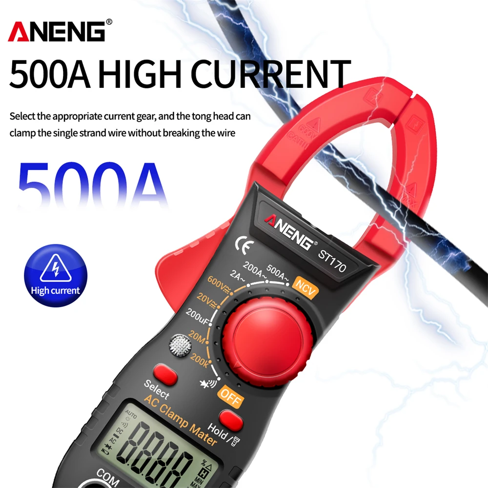 ANENG ST170 Clamp Meter Multimeter With HD Backlight Display Screen Mini Amperimetric Clamp Tester Noncontact Electrician Tools