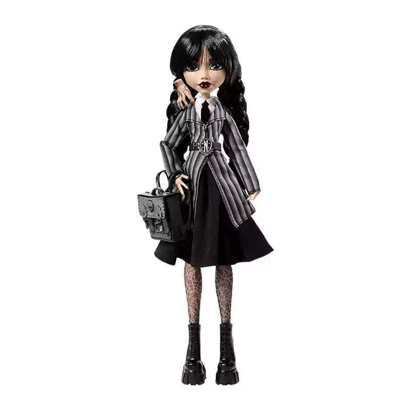 Original Mattel Doll Addams Monster High Wednesday Nevermore College Uniform Backpack Thing Accessories Girls Toys Black Gothic