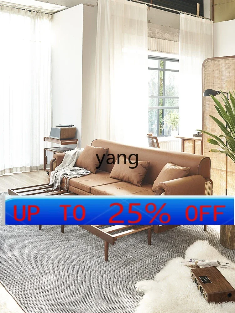 

Lcx solid wood sofa bed foldable small apartment living room multi-functional simple dual-purpose telescopic