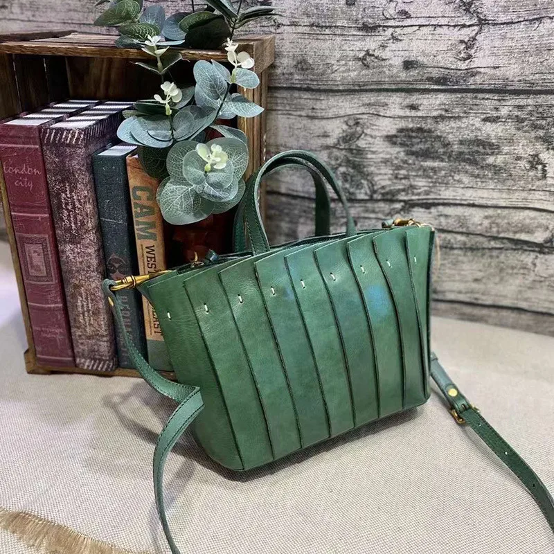 Designer handmade sews genuine leather women's handbag casual luxury natura first layer cowhide female party shoulder bag