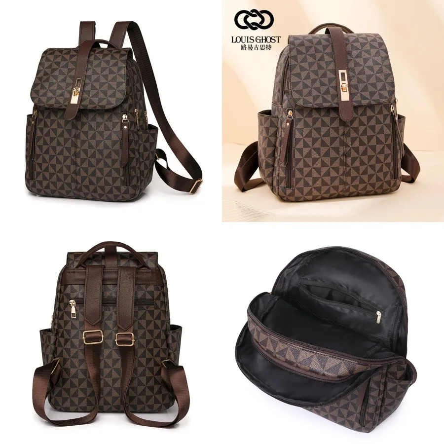 

【New style】Backpack for women's new style retro casual presbyopic large-capacity schoolbag backpack printed fashionable fashion