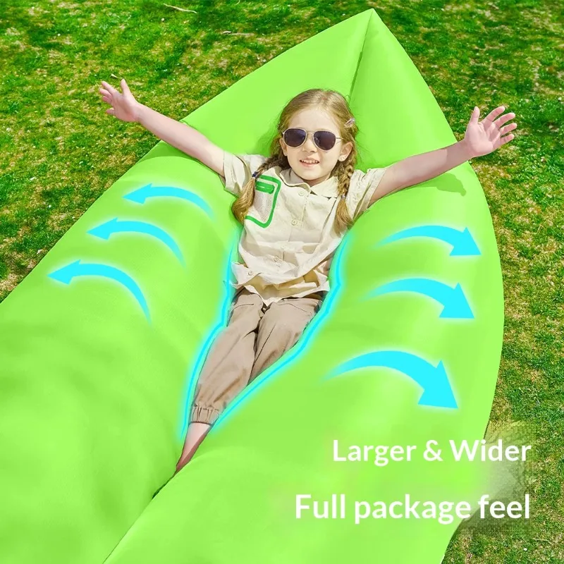 Extra-wide inflatable lounger—made of tear-resistant Oxford fabric, quick to inflate; suitable for lawns, beaches, and camping.
