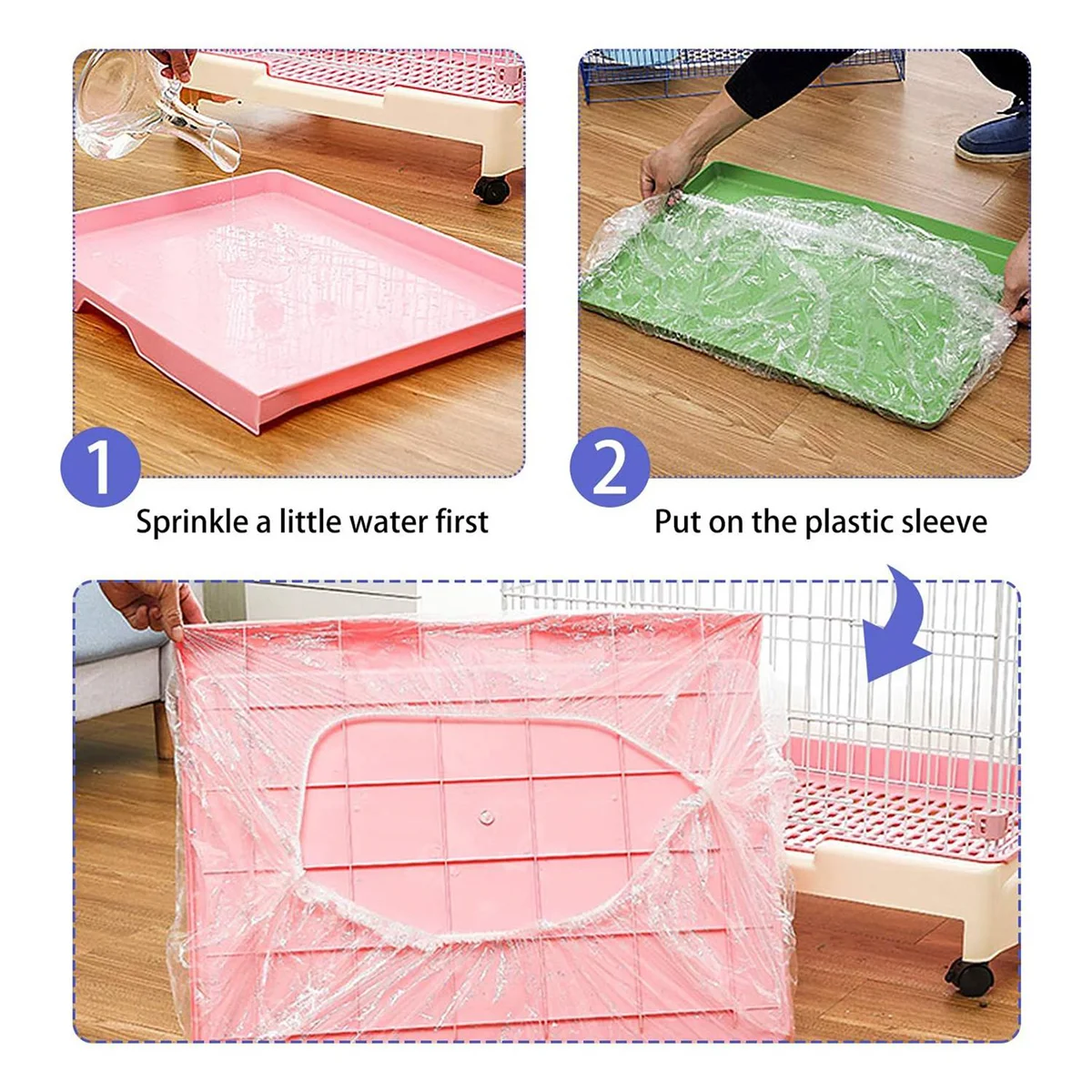 

50 Pcs Disposable Rabbit Cage Liner, Clear Plastic Bunny Cage Liner Bag Universal Toilet Film for Bunny GuineaJAS