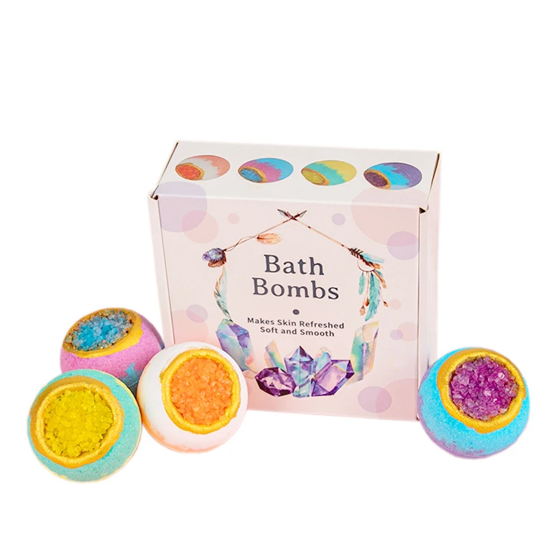 4Pcs/Set Bath Ball Bombs Bath Sea Salt Essential Oil Aromatherapy Type Deep Body Cleaner Natural Bubble Bathroom Supplies