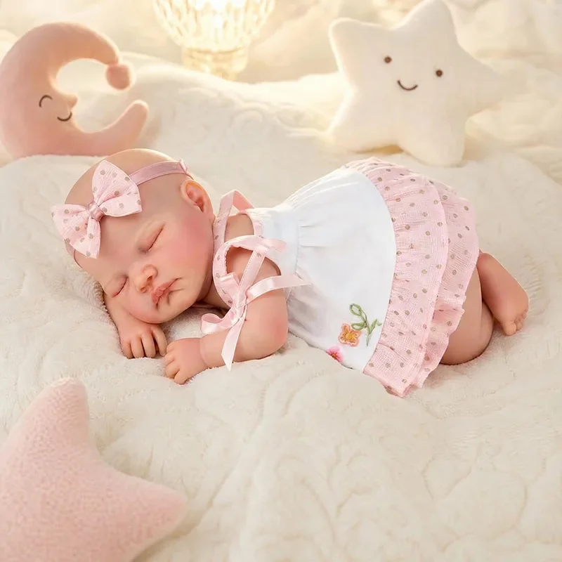 13inch Reborn August Solid Silicone Baby Silicone Version Elastic Strechable Mouth Can Openable Collectible Art Dolls Gift