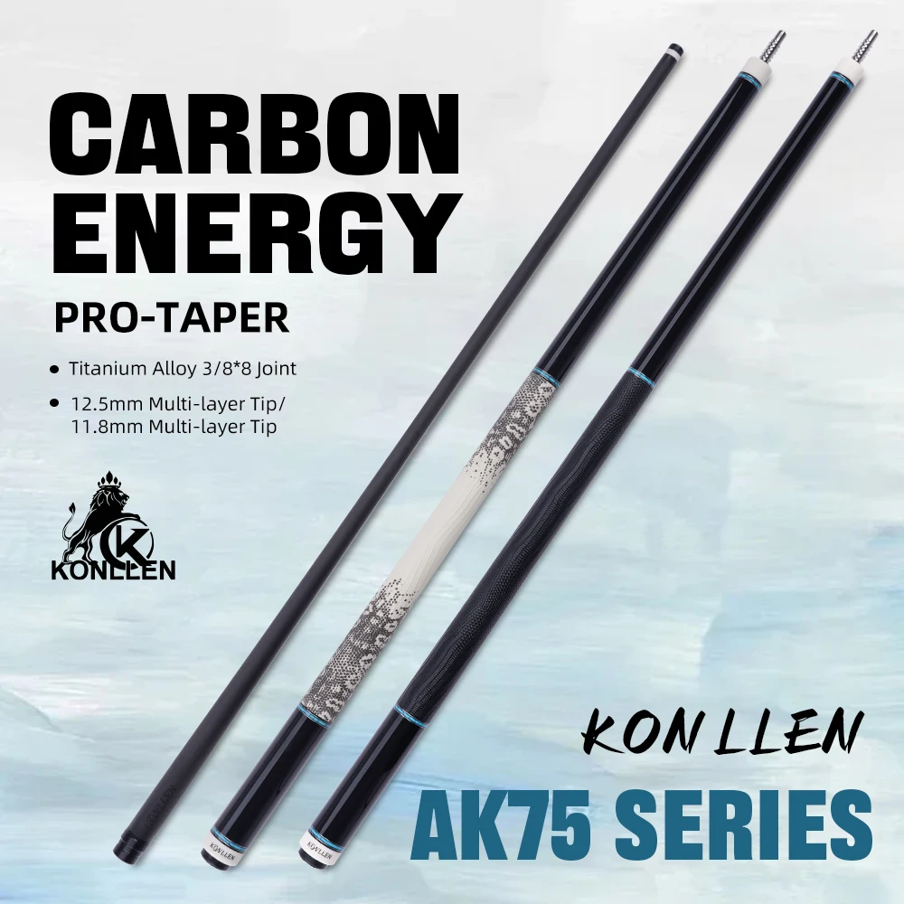 

KONLLEN Pool Cue with 11.8/12.5mm Tip Carbon Fiber Shaft Professional pool cues Real Inlay billar for Billiard Cue