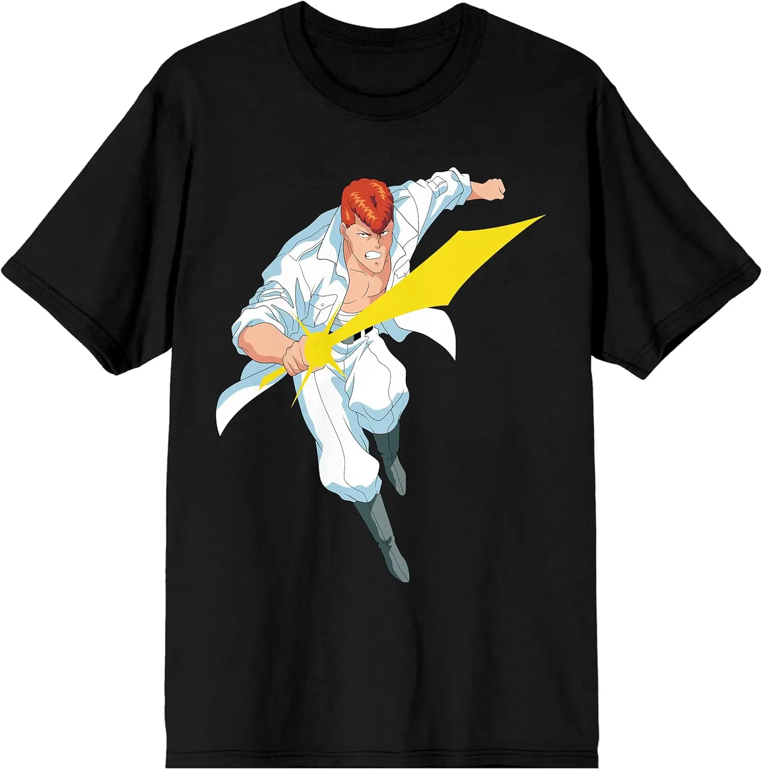 Casual Streetwear Yu Yu Hakusho Kazuma Kuwabara Character Men's Black Graphic Tee