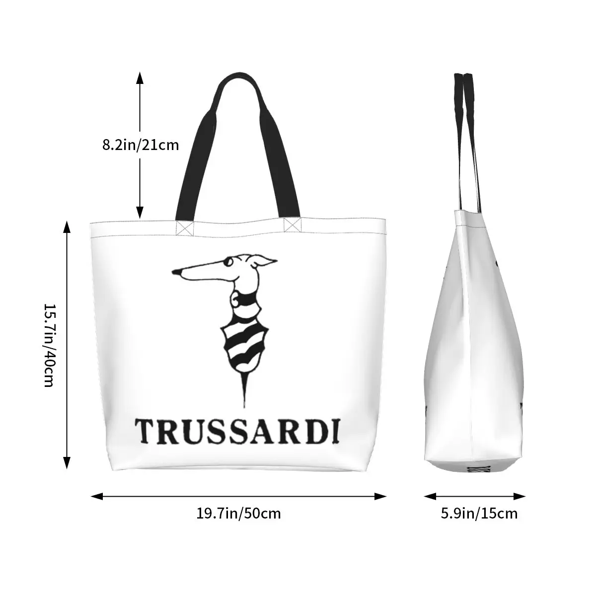 Trussardis Logo Shopping Tote Bag Canvas Large Capacity Shoulder Bags Shopper Grocery Handbag for Women