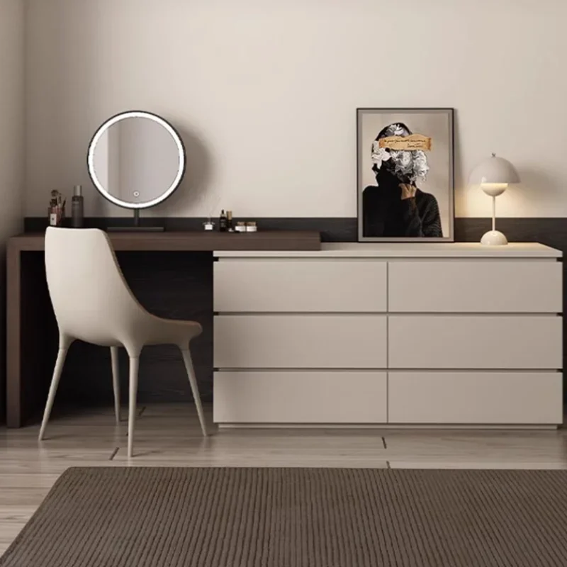

Stool Bedroom Mirror Dresser Set Luxury Modern Wood Nordic Storage Vanity Dressers Make Up Drawer Schminktisch House Accessories