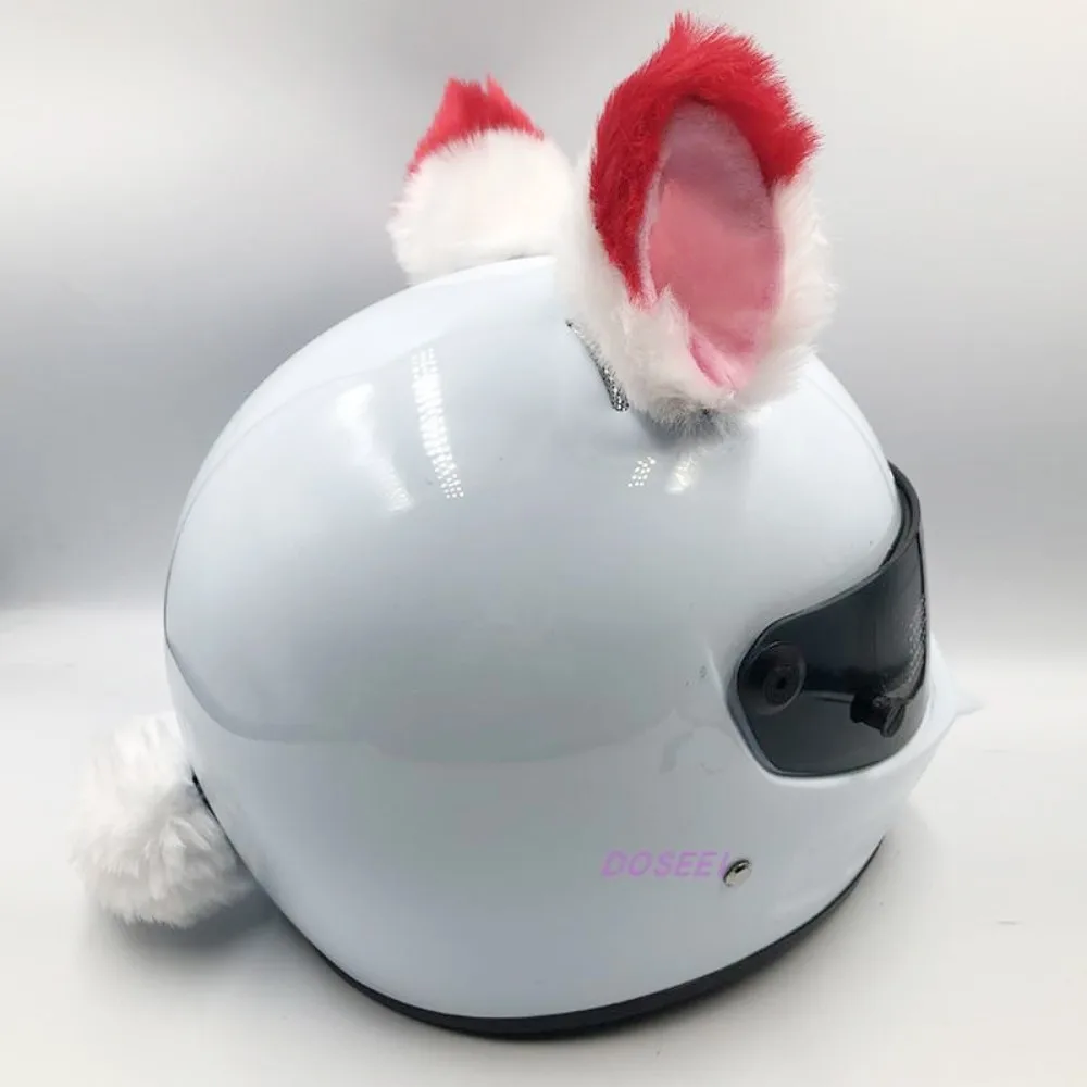 

Cute Self-adhesive Motorcycle Helmet Decor Personality Cosplay Cat Ears Soft Smooth Pompon Tail Bells
