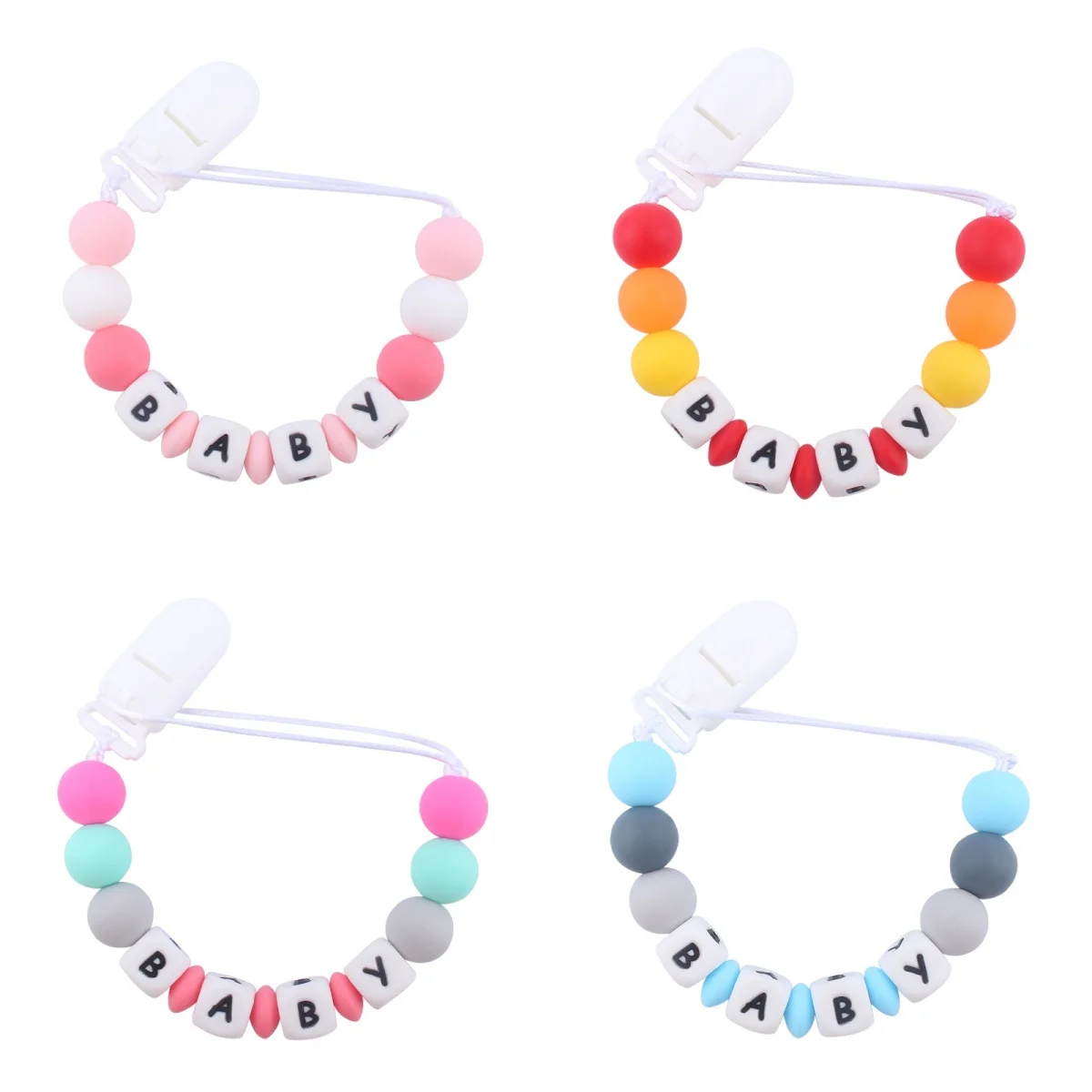 

Детская цепочка с зажимом для соски, силиконовая бусина, зажим для соски, держатель для соски-пустышки, детская игрушка для прорезывания зубов