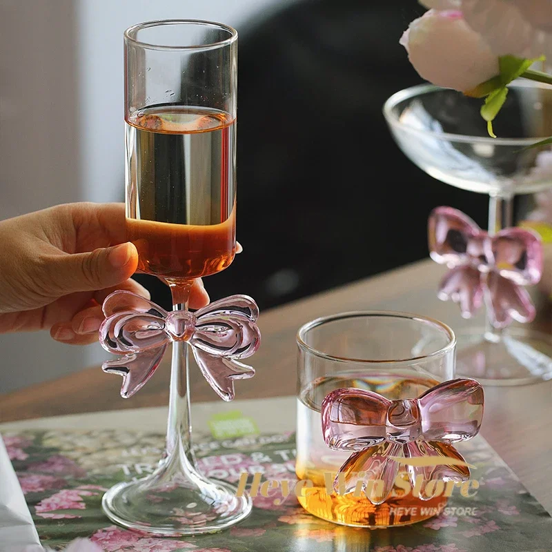 Cute Bow Tie Mug Tall Glasses Whiskey Champagne Wine Glass Kitchen,Dining & Bar Drinkware Set Home Decoration Ornaments