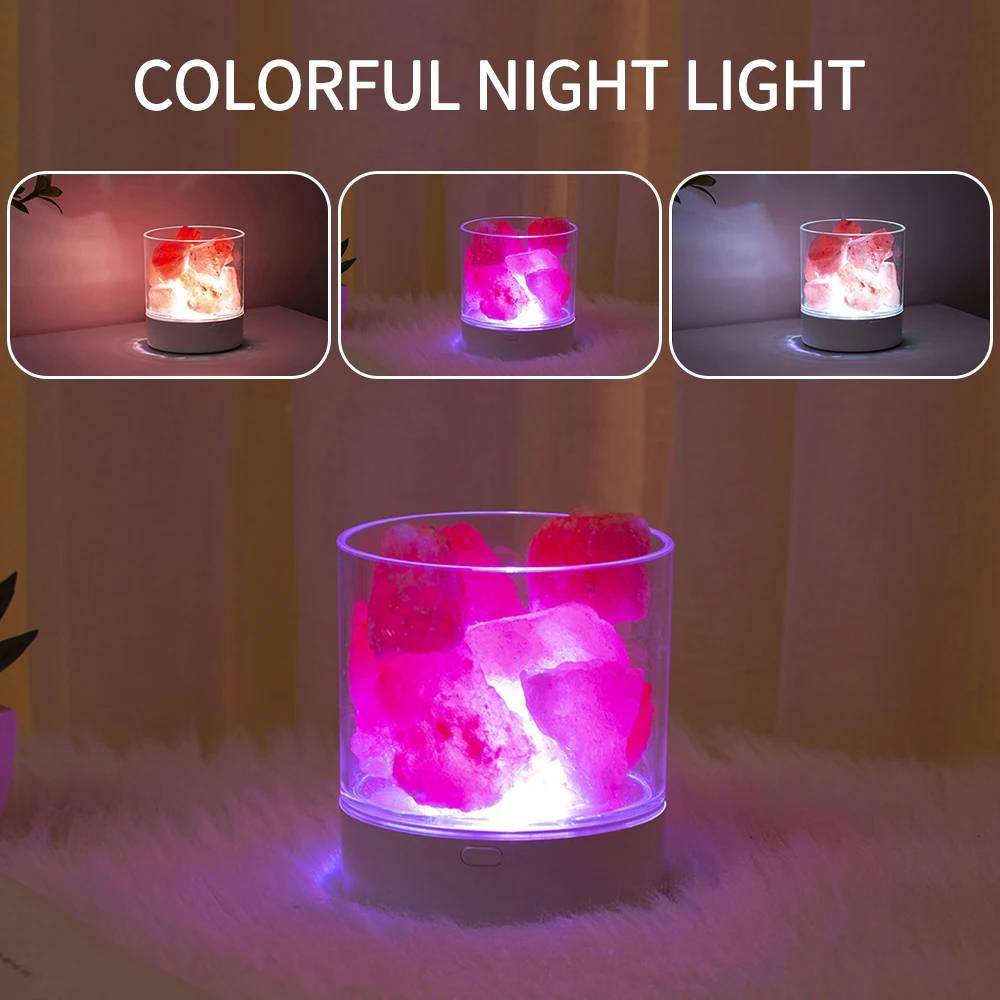 Salt Lamp USB LED Multicolor Night Light Bedroom Nightstand Appearance Light Indoor Atmosphere Flame Home Accessories