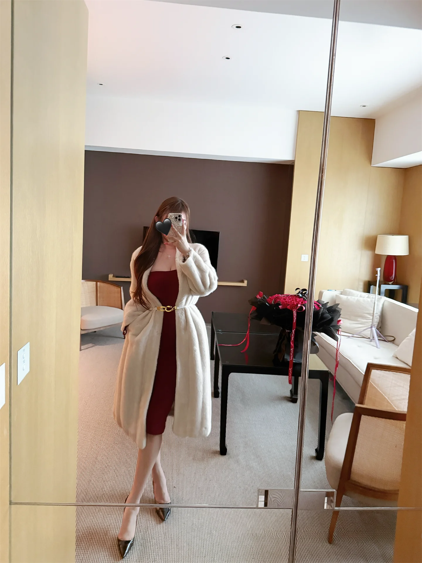 

Пальто из искусственного меха больших размеров, зимняя верхняя одежда, юбка А-силуэта средней длины с V-образным вырезом, из полиэфирного волокна, с длинными рукавами, высокая талия