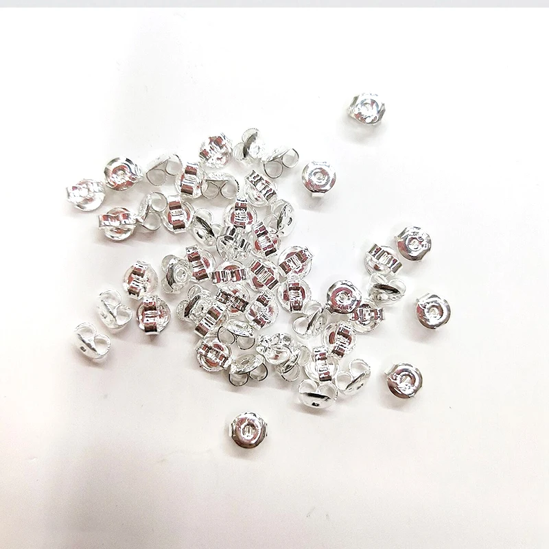 50pcs 925 Silver Plated Earring Cross Bowl Stud Post Pin Earring Finding Earring Back 3/4/5/6mm Jewelry Making Supplies