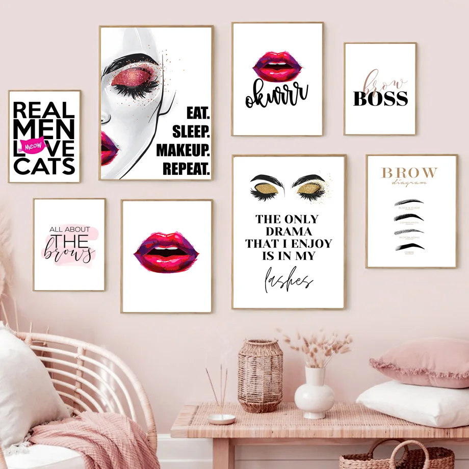 Fashion Brow Makeup Eyelash Skincare Boss Wall Art Canvas Painting Nordic Poster And Prints Wall Pictures For Beauty Salon Decor