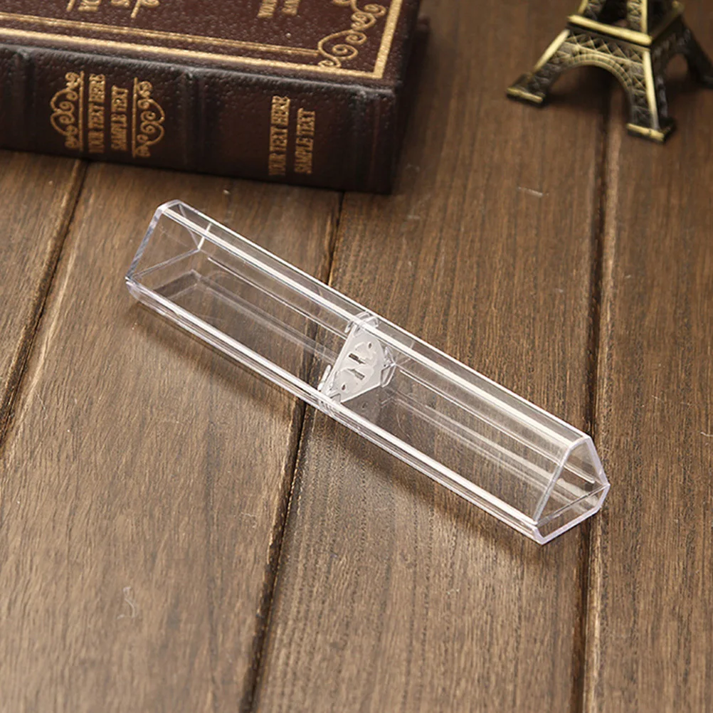 

6Pcs Transparent Triangle Plastic Pen Storage Case Multifunctional Pencil Box Student Stationery Organizer Writing Tool Holder